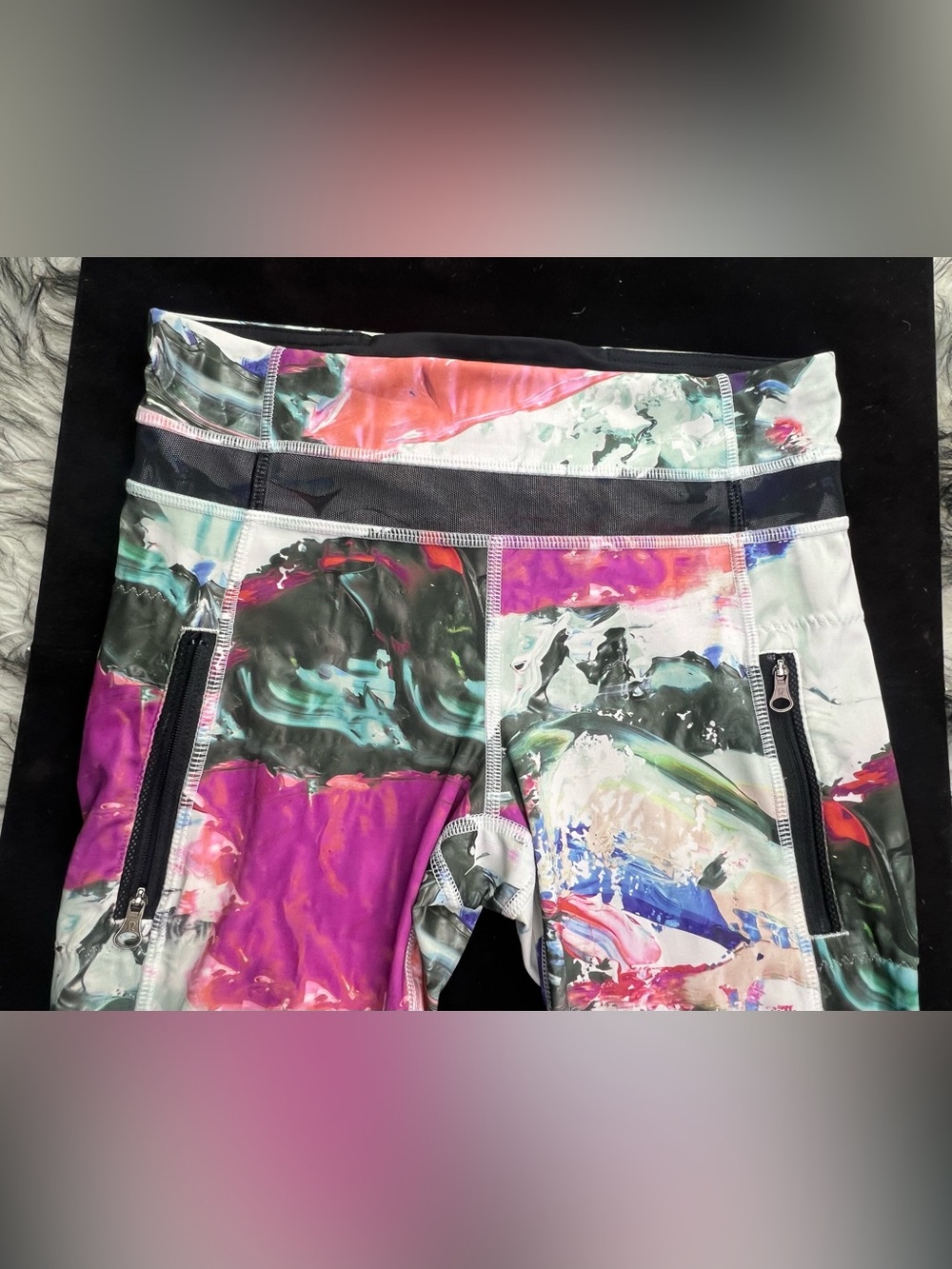 Lululemon Women's Colorful Abstract Print Active Leggings with Zip Pockets